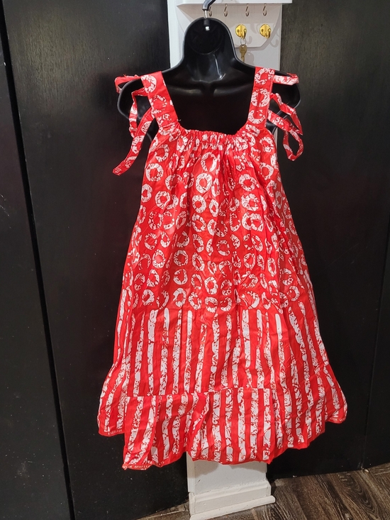 Dresses & Skirts - Red Tie-Shoulder Sundress with White Print